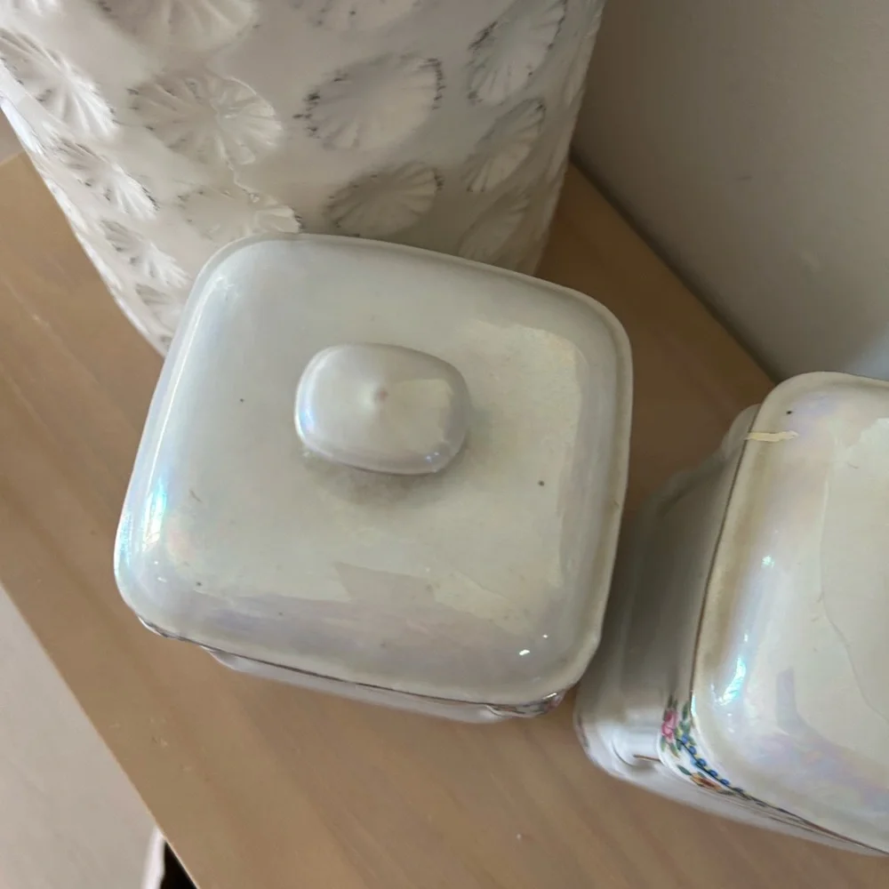 Vintage 1920s Victoria China Czechoslovakia Floral Flour & Sugar Canister Set